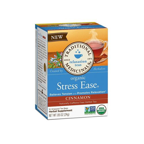 Traditional Medicinals Stress Ease Organic Cinnamon Herbal Supplement, 16 count, .85 oz