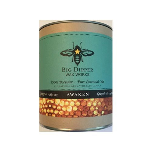 Big Dipper Wax Works awaken" 100% Beeswax & Essential Oil Candle 35 Hrs."