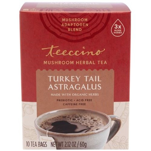 Teeccino Mushroom Adaptogen Herbal Tea – Turkey Tail Astragalus Toasted Maple – Support Your Health with Mushrooms & Adaptogenic Herbs – Prebiotic & Vitality Tea, 10 Tea Bags (B08BMSYLC4)