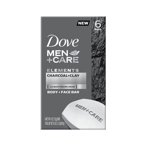 Dove Men+Care Elements Body and Face Bar Charcoal + Clay 3.75 oz  6 Bar