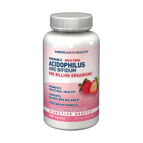 American Health - Acidophilus Chewable With Bifidus Natural Strawberry Flavor 1 Billion CFU - 100 Wafers