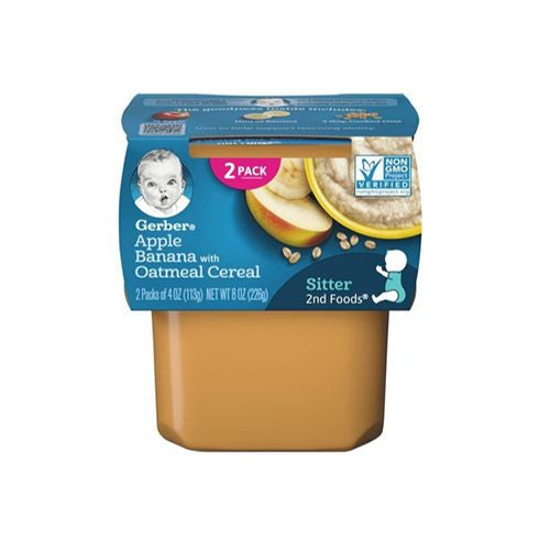 Gerber Sitter 2nd Foods Apple Banana with Oatmeal Cereal Baby Food Tubs - 2ct/8oz