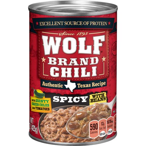 WOLF Chile Spicy With Tomatoes And Zesty Green Chilies, 15 OZ