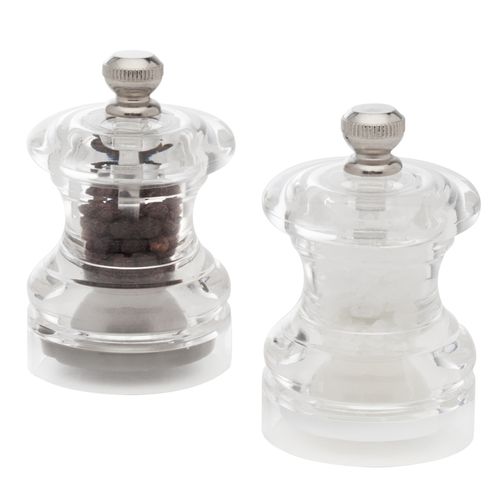 Cole & Mason Button Mini Salt & Pepper Mill Grinder Gift Set  Clear Acrylic