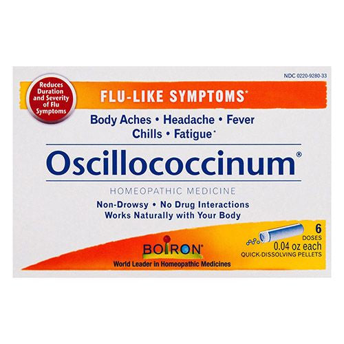 Boiron Oscillococcinum Unit Dose  Homeopathic Medicine for Flu-Like Symptoms  Body Aches  Headache  Fever  Chills  Fatigue  6 Doses