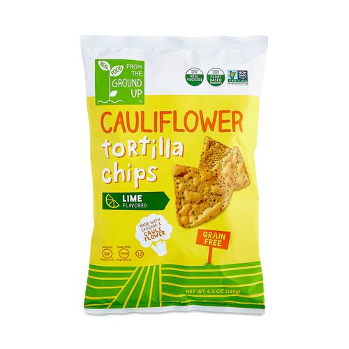 LIME FLAVORED CAULIFLOWER TORTILLA CHIPS, LIME