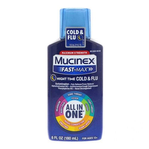 Mucinex Fast-Max Nighttime Cold & Flu Relief Liquid - Acetaminophen - 6 fl oz