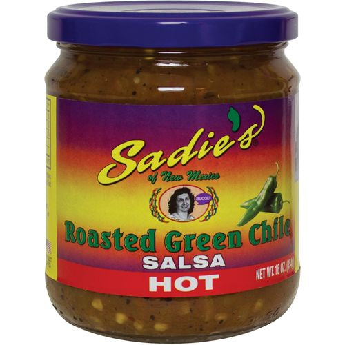 Sadie's of New Mexico Roasted Green Chile Hot Salsa, 16 oz