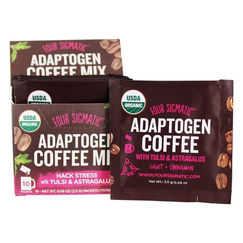 Four Sigmatic Adaptogen Organic Medium Roast Instant Coffee with Ashwagandha, Chaga & Tulsi, Immune Support & Stress Relief, Keto, Multicolored, 0.09 Oz
