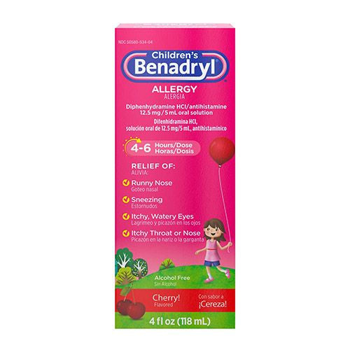 Children s Benadryl Allergy Relief Liquid  Cherry Flavor  4 fl. oz