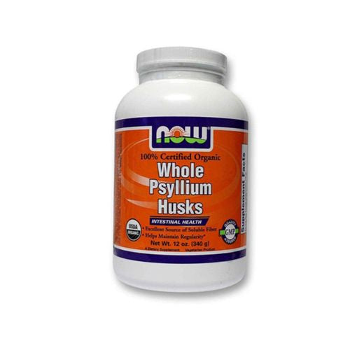 NOW Supplements, Whole Psyllium Husks, Certified Organic, Non-GMO Project Verified, Soluble Fiber, 12-Ounce