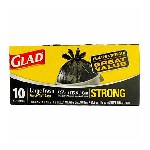 Glad Large Bags Quick Tie 30gallon 10ct Wholesale