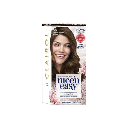 Clairol Nice n Easy Permanent Hair Color Creme  5N Medium Neutral Brown  1 Application  Hair Dye