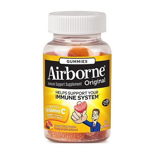 Airborne Assorted Fruit Flavored Gummies  63 count - 750mg of Vitamin C and Minerals & Herbs Immune Support (Packaging May Vary)