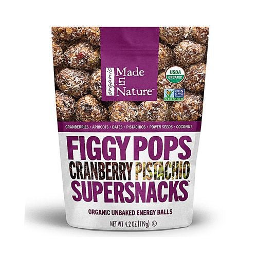MADE IN NATURE, FIGGY POPS SUPERSNACKS, CRANBERRY PISTACHIO