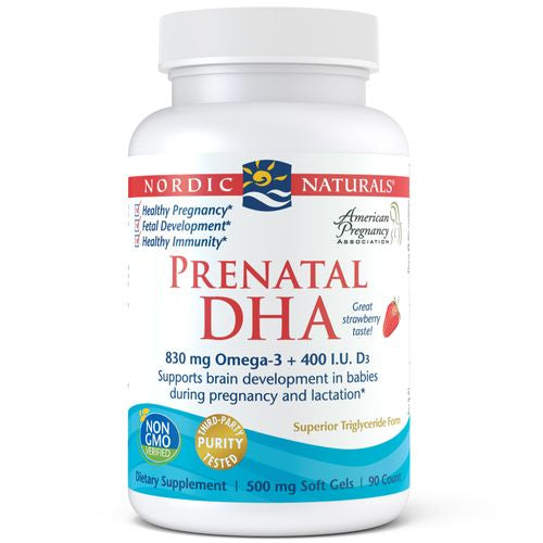 Nordic Naturals Prenatal DHA Softgels  Strawberry  830mg  90 Ct