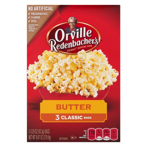 Orville Redenbachers Butter Popcorn Microwave Popcorn 3.29 Oz 3 Ct