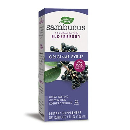 Nature’s Way Sambucus Original Elderberry Syrup  Black Elderberry Extract  Traditional Immune Support*  Delicious Berry Flavor  4 Fl Oz.