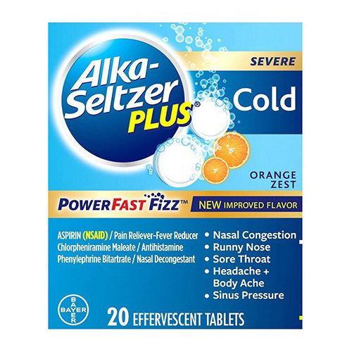 Alka-Seltzer Plus Severe Cold PowerFast Fizz Orange Zest Effervescent Tablets  20ct