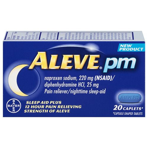 Aleve PM Pain Reliever/Nighttime Sleep Aid Naproxen Sodium Caplets  220 mg  20 ct