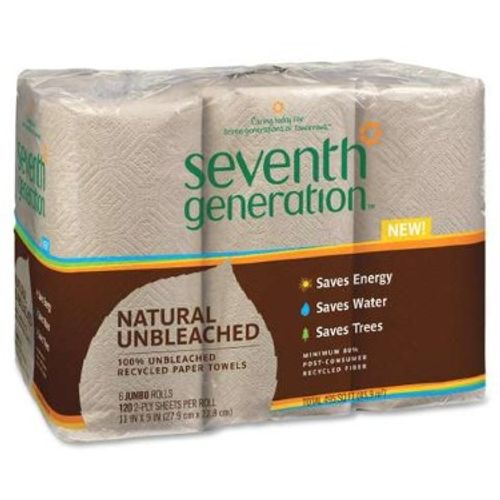 Seventh Generation Unbleached Paper Towels  100% Recycled Paper  6 Jumbo Rolls