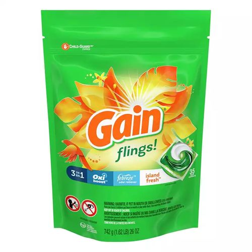 Gain Flings Laundry Detergent Soap Pacs  35 Ct  Island Fresh