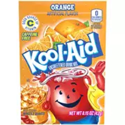 Kool-Aid Unsweetened Orange Powdered Drink Mix, Caffeine Free, 0.15 oz Packet