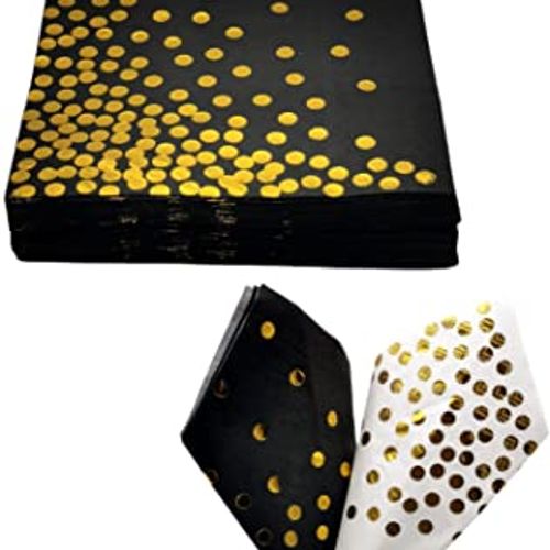 Napkins Black & Gold Dots