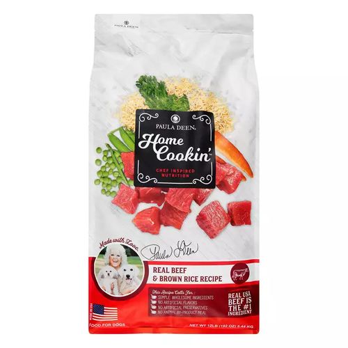 Paula Deen Home Cookin Real Beef & Brown Rice Recipe Dog Food 12 Lb BB 12/2022