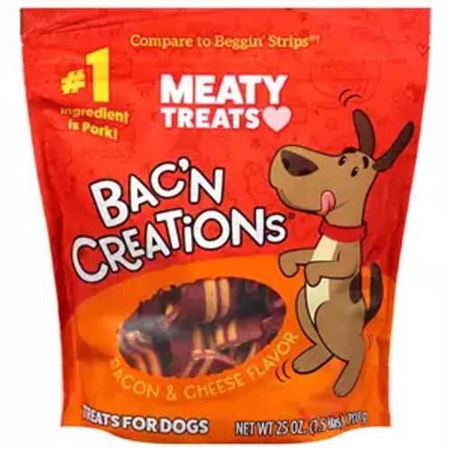 Meaty Treats Bak'n Delights Bacon & Cheese Flavor Dog Treats, 25 oz