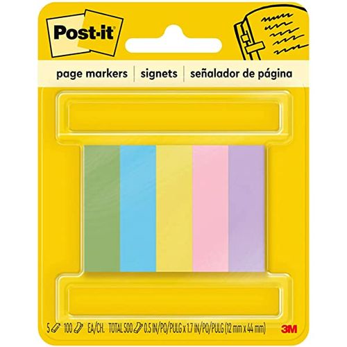 Post-it Page Markers  Assorted Colors  1/2 in. x 2 in.  250 Page Markers
