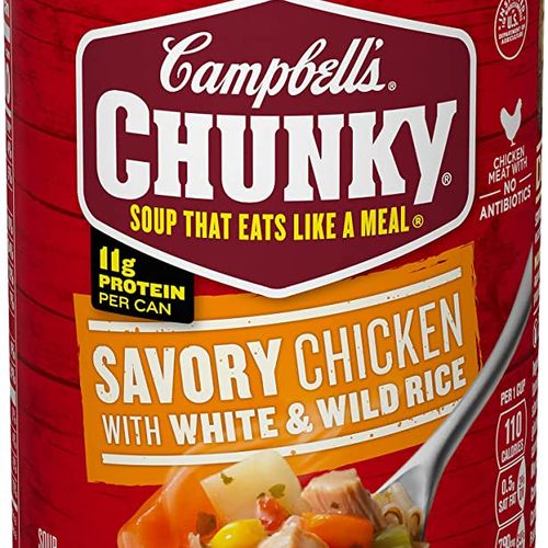 Campbell's Chunky Soup, Savory Chicken with White & Wild Rice Soup, 18.8 Ounce Can