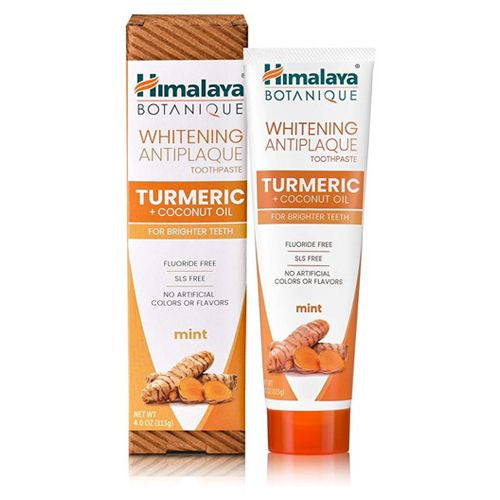 Himalaya Whitening Antiplaque Toothpaste with Turmeric + Coconut Oil for Brighter Teeth  4 oz