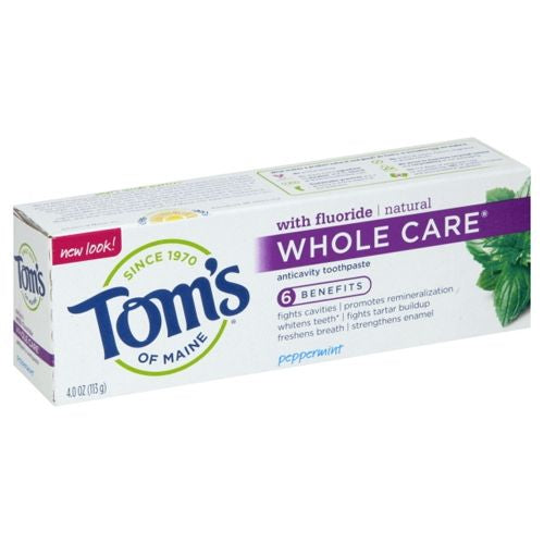 Tom s of Maine Whole Care Natural Toothpaste with Fluoride  Peppermint  4 oz.