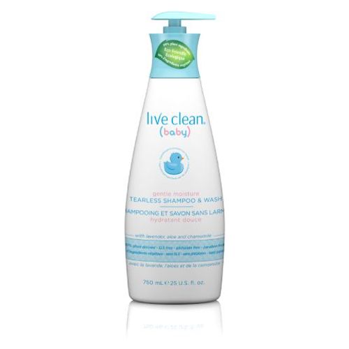 Live Clean Baby Gentle Moisture Tearless Shampoo & Wash  25 fl oz