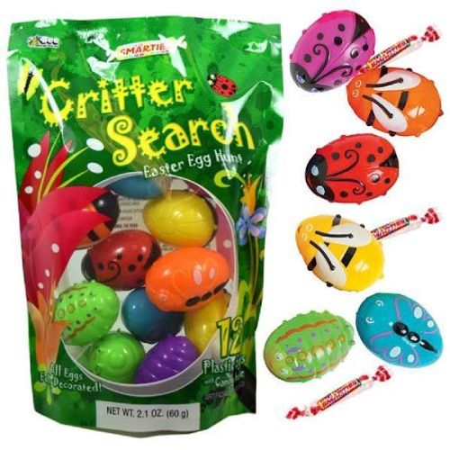 12 PLASTIC EGGS WITH CANDY INSIDE