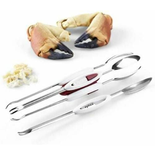 Zyliss 4 Piece Seafood Pick & Fork Set with Storage Container  Stainless Steel