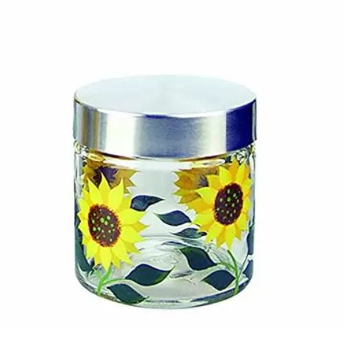 Grant Howard 28 Ounce Small Hand Painted Sunflower Round Kitchen Storage Jar