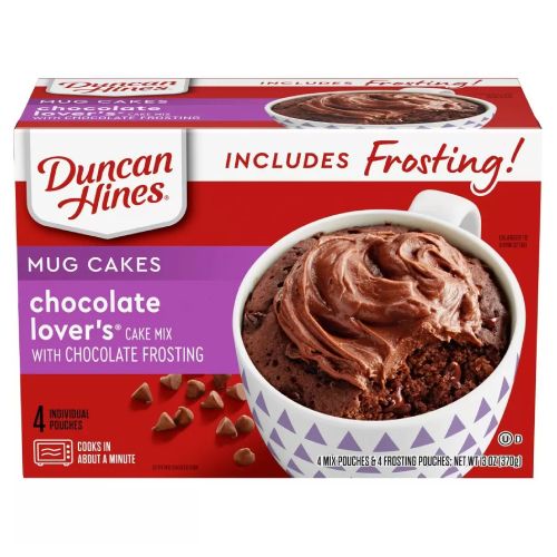 CHOCOLATE LOVER'S CAKE MIX WITH CHOCOLATE FROSTING MUG CAKES, CHOCOLATE