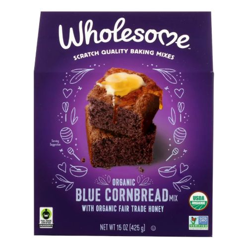 Wholesome Blue Corn Cornbread Scratch Quality Baking Mix, Fair Trade, Non-GMO, USDA Organic Blue Corn Cornbread Mix, 15 oz., (Packaging May Vary) (B095TQSJYF)