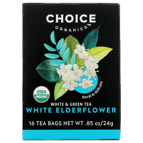 Choice Organics - Organic White Elderflower Tea (6 Pack) - Organic White & Green Tea - 96 Tea Bags (B096W7QF24)