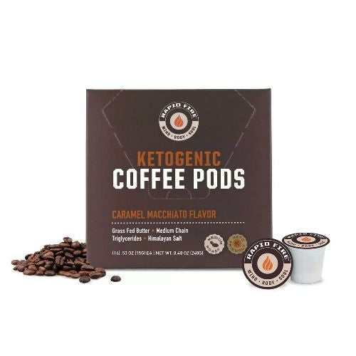 Rapidfire Caramel Macchiato Ketogenic High Performance Keto Coffee Pods, Supports Energy & Metabolism, Weight Loss Diet, Single Serve K Cup, Brown, 16 Count (Packaging May Vary) (B07PP55BXY)