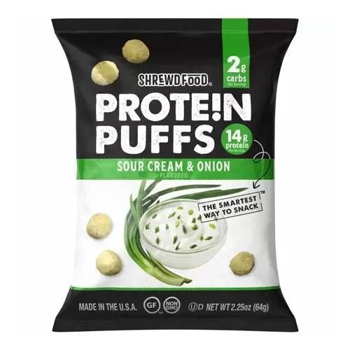 Shrewd Food Sour Cream & Onion Protein Puffs 2.25oz Bag