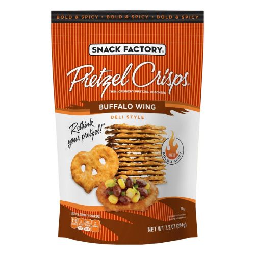 BUFFALO WING THIN, CRUNCHY PRETZEL CRACKERS