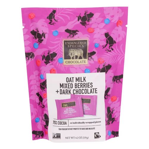 Endangered Species KHCH00385008 4.2 oz Dark Chocolate with Oat Milk & Mixed Berries