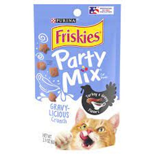 Friskies Cat Treats  Party Mix Crunch Gravylicious Turkey & Gravy Flavors  2.1 oz. Pouch